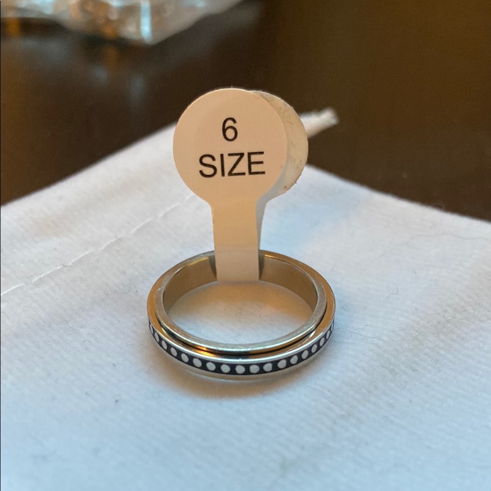Silver and Black Fidget Ring - Size 6